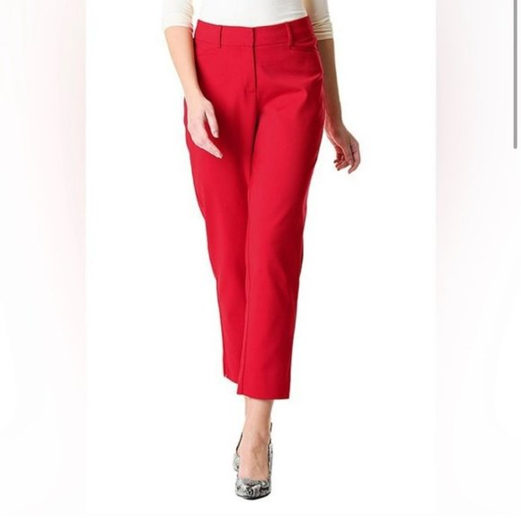 NWT Laundry By Shelli Segal Ladies Red Slim Fit Ankle Length Pants SZ 6 - Picture 3 of 10